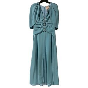 Lela Rose Robin’s Egg Blue Capelet Crepe Midi Dress Size 6 Formal Midi